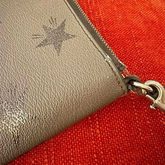 Coach Grey Leather Star-Print Wristlet – Silver Accents - Picture 10 of 13
